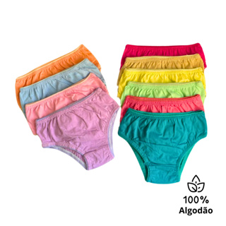 Kit Calcinha Algodão Feminina Infantil Menina Antialérgica Calcinhas Infantis de Algodão em Oferta na Shopee