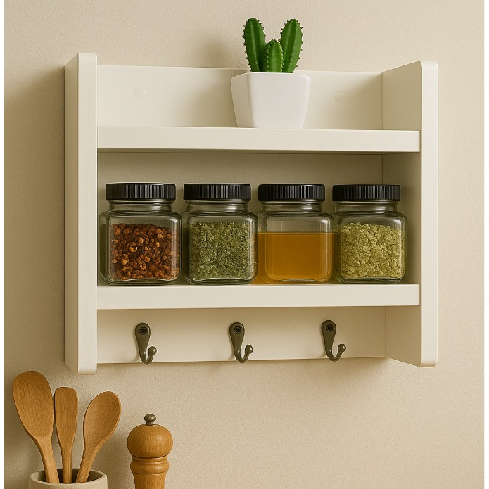 Porta Temperos Em Mdf Branco Suporte de Guardanapo Pano Pratileira de Parede Cozinha
