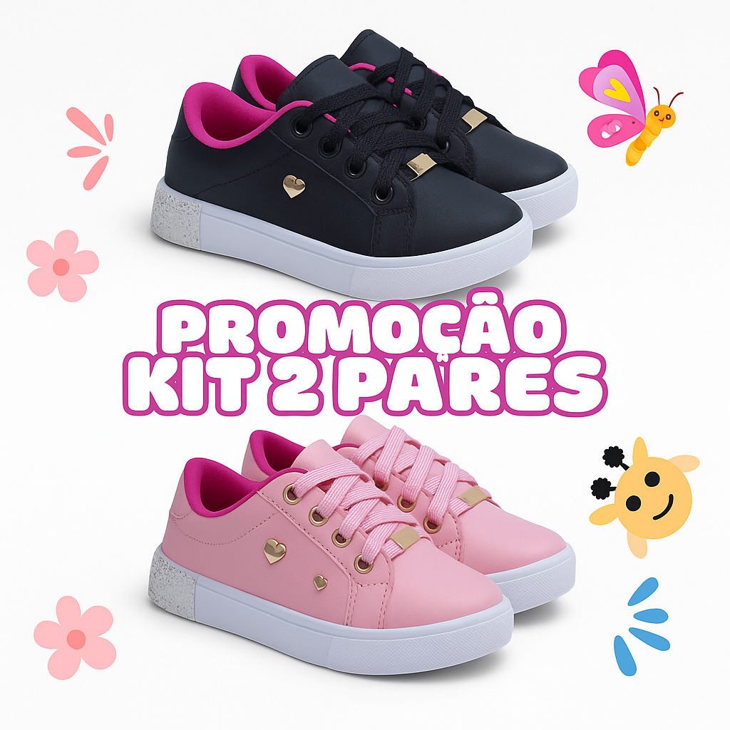Kit 2 Pares Tênis Infantil Feminino Macio Leve Casual e Escolar do 25 ao 36 Envio Rápido em Oferta na Shopee