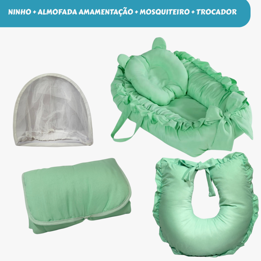 Ninho Redutor Com Almofada de Amamentação + Trocador Portátil + Mosquiteiro Para Ninho em Oferta na Shopee