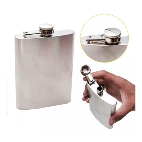 Cantil De Bolso Em Aço Inox 210ml