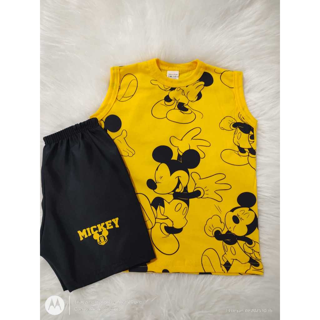 Conjunto regata infantil de menino 100% algodão, temático do Mickey,Homem aranha,Sonic,Patrulha canina