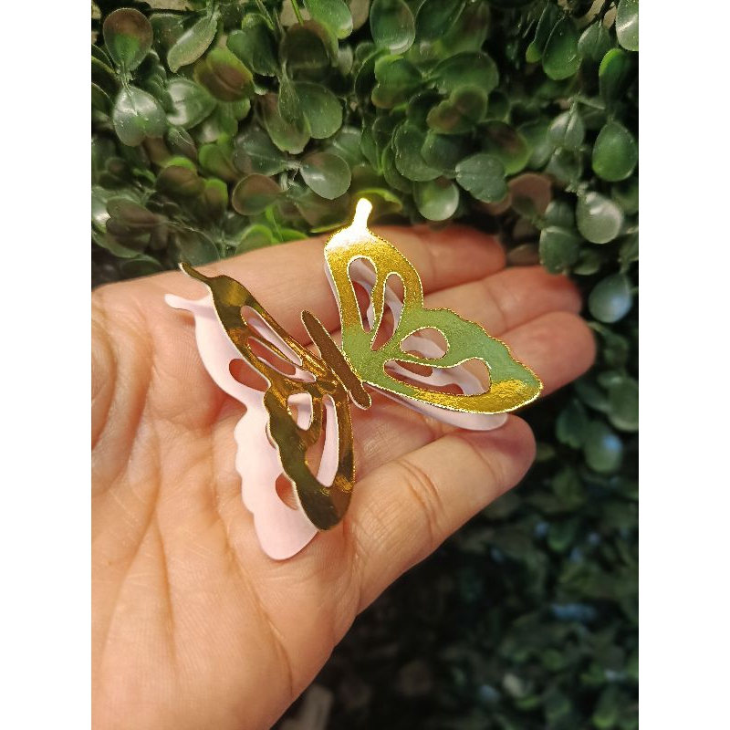 Borboleta Decorativa 3D Papel Efeito Espelhado – Topo de Bolo, Lembrancinha, Jardim das Borboletas, Jardim Encantado