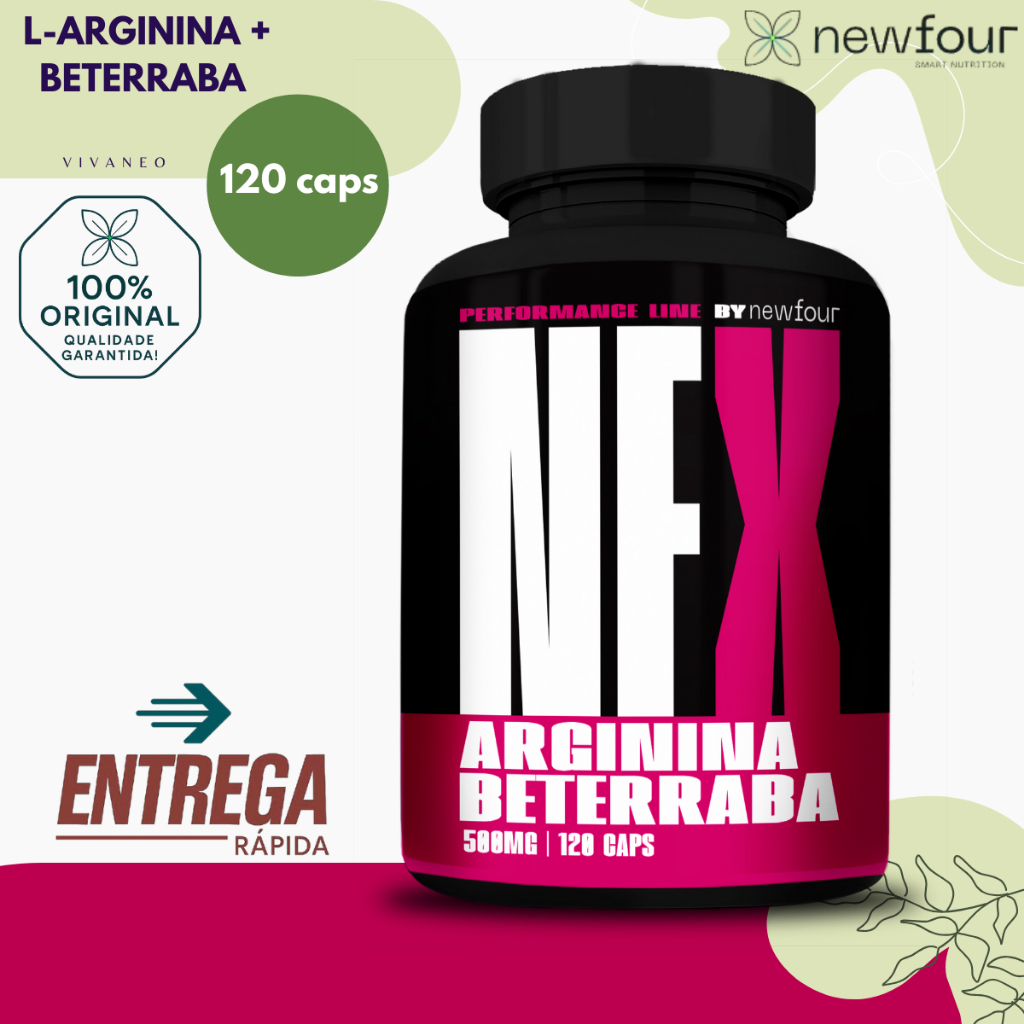 L Arginina + Beterraba Vaso Dilatador Concentrado NFX 500mg 120 Cápsulas  - New Four