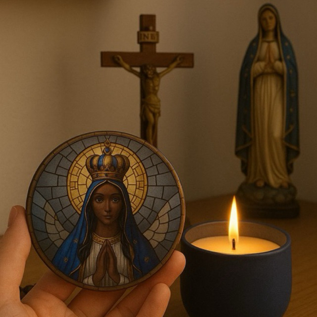 Vela Aromática Decorativa  Nossa Senhora de Aparecida. Celebre a fé e a devoção com nossa Vela aromática.