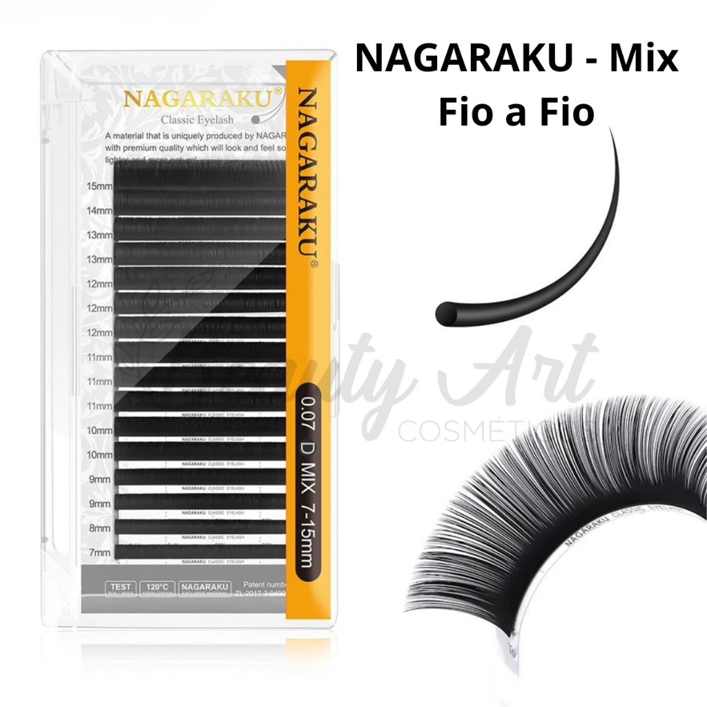 Cílios Nagaraku Mix Fio a Fio Premium para Volume Russo Curvatura C ou D 7ao15mm ORIGINAL