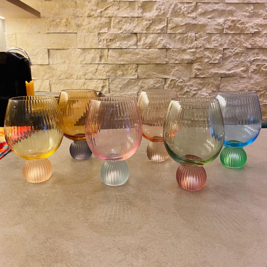 Taça Bubble Glass Esfera Listras coloridas de 180 a 450ml - 01 unidade