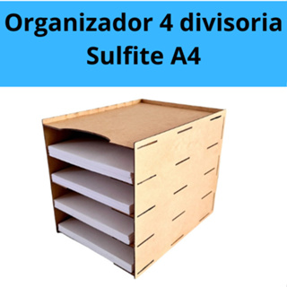 Organizador De Documentos A4 + De 2000 Folhas Escritório Mdf cores Crú Divisórias organizador Sulfite A4 com 4 divisória em Oferta na Shopee