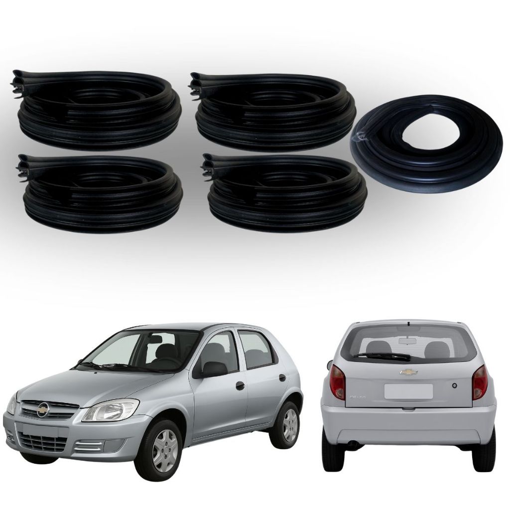 Kit Borrachas de Vedação Guarnição 4 Portas Portas + Porta Malas - Corsa Celta Prisma
