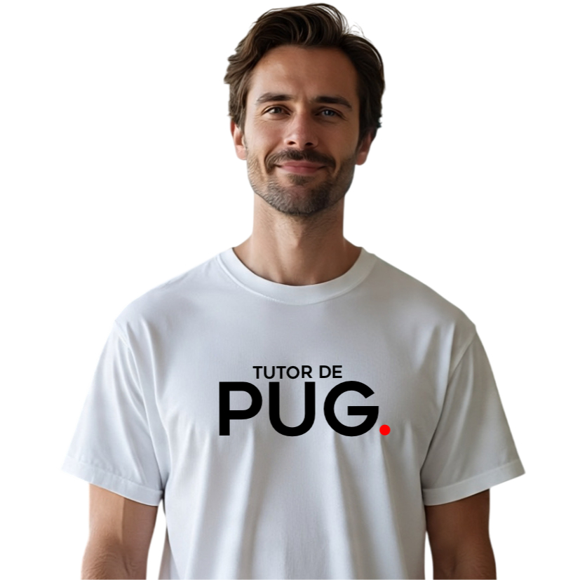 Camisa Poliéster Teresoprints Dono Tutor de PUG PET Cachorro