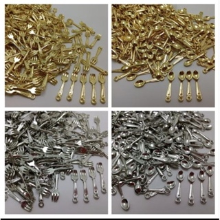 Mini Garfinho /Colher pingentes Dourado prata 2,5cm 50/60/100/150 unidades enfeites em Oferta na Shopee