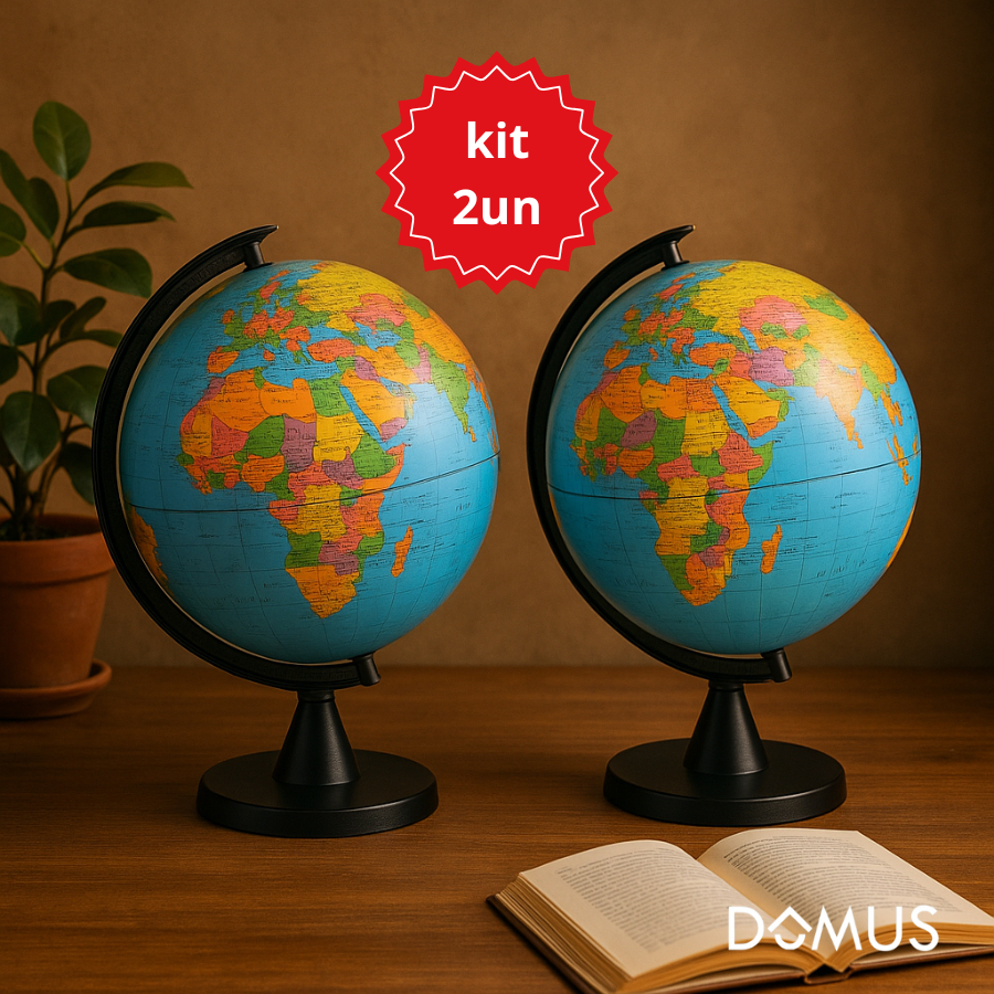 Kit 2un Globo Terrestre Escolar Giratório 8cm Mapa Mundi  De Mesa em Português