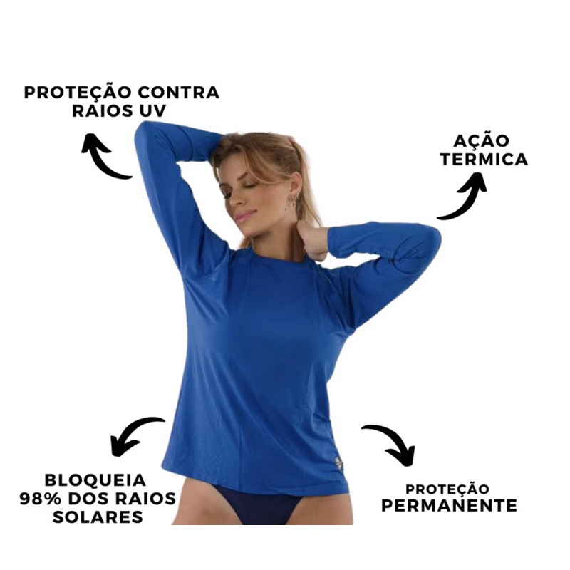 Camiseta azul marinho Proteção Solar UV 50+ Manga Longa Unissex | Trabalho ao Sol | Tecido Premium