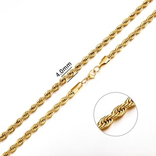 Corrente Corda 3mm-7mm em Aço Inoxidável – Colar Masculino/Feminino Dourado ou Prata, Não Desbota e à Prova d’Água