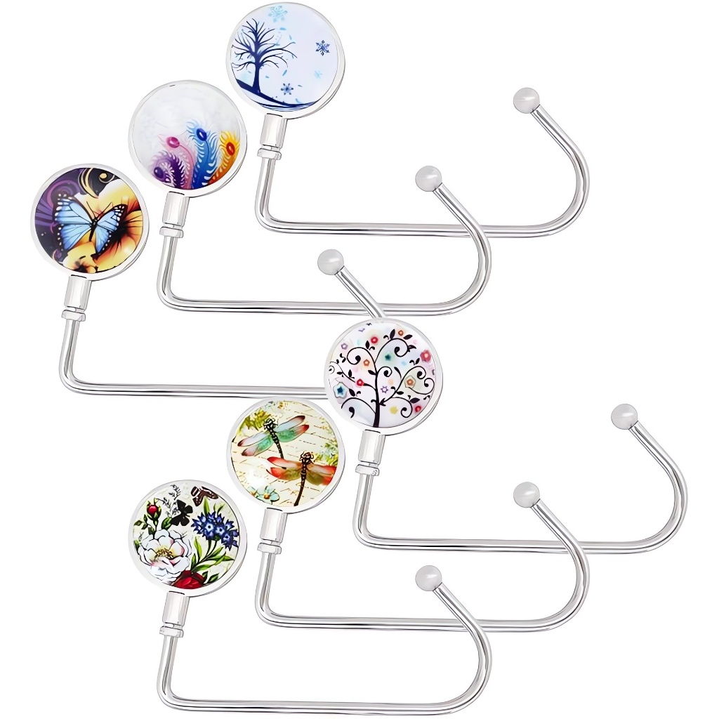 Gancho De Mesa Porta Bolsa Dobrável Flores Para Pendurar Clipes Antiderrapantes Grampo De Escrivaninha Bolsas