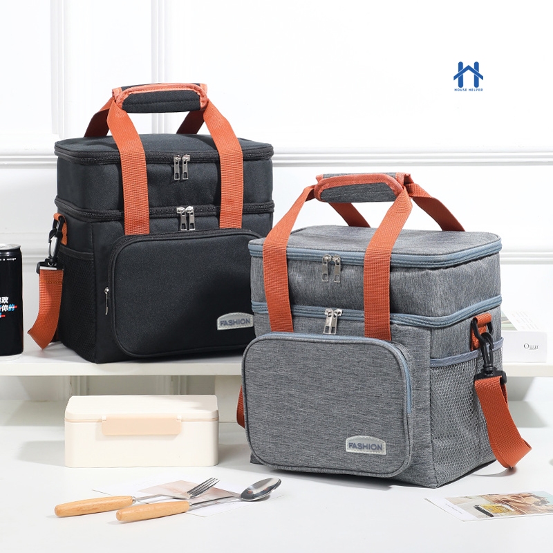 Bolsa Térmica Grande com Dois Andares Porta Marmita Fitness Com Alça De Mão e Ombro Transversal em Oferta na Shopee