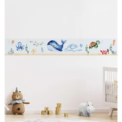Faixa Adesiva Decorativa Infantil Papel de Parede Quarto Sala Menino Fundo Do Mar