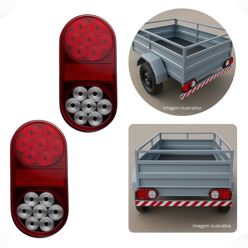 Par Lanterna Led Traseira Carretinha Reboque Carreta 12v 7w