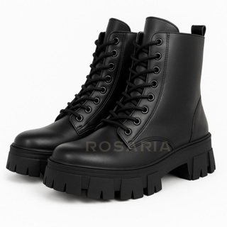 Bota Coturno Feminino Legítimo Tratorada Zipér Blogueira Cano Medio Confortável em Oferta na Shopee