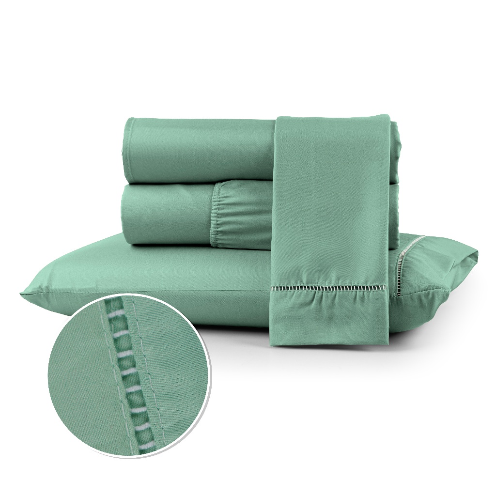 Kit Jogo De Lencol 2 e 3 Pecas Com Elástico e Fronhas Ponto Palito 400 Fios Berço Solteiro Casal Queen King