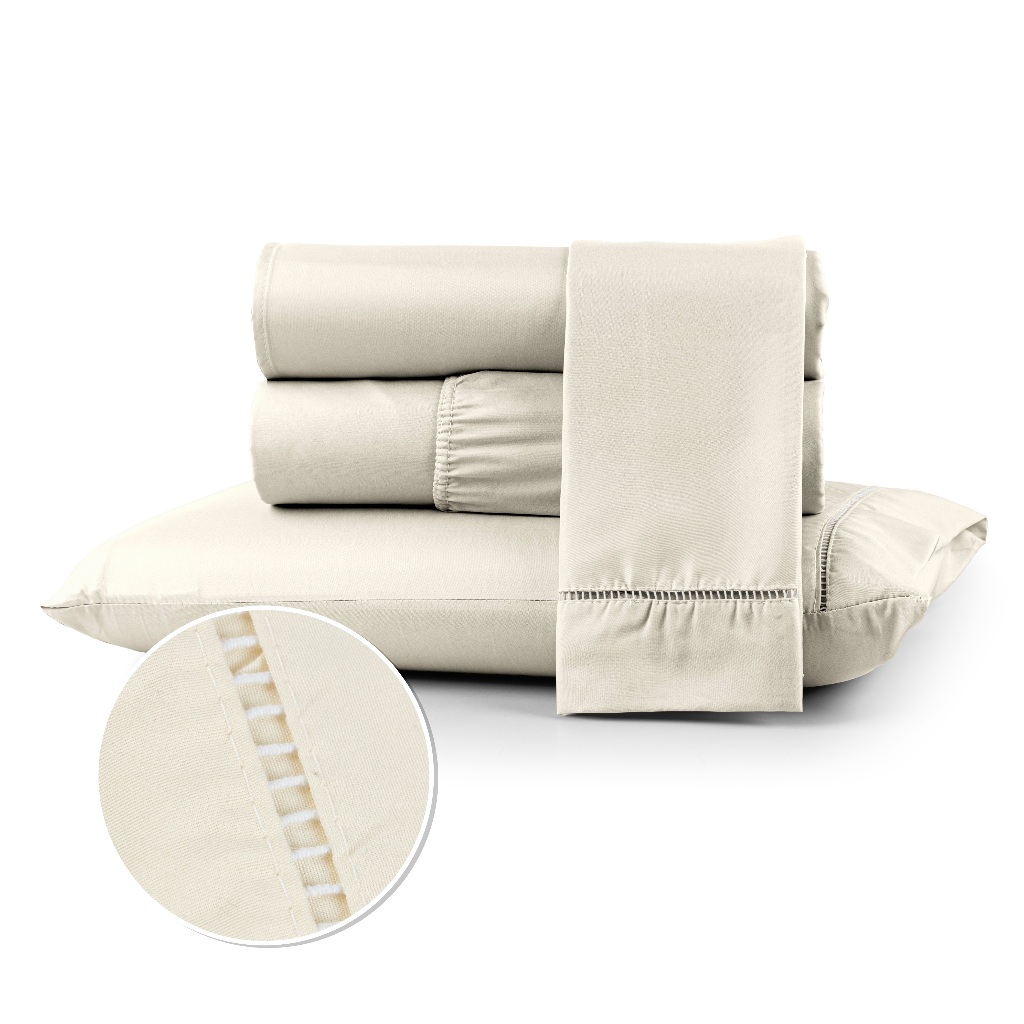 Jogo Lençol Berço Solteiro Casal Queen King 02 e 03 Peças Extremo Conforto 400 Fios Micropercal Com Ponto Palito