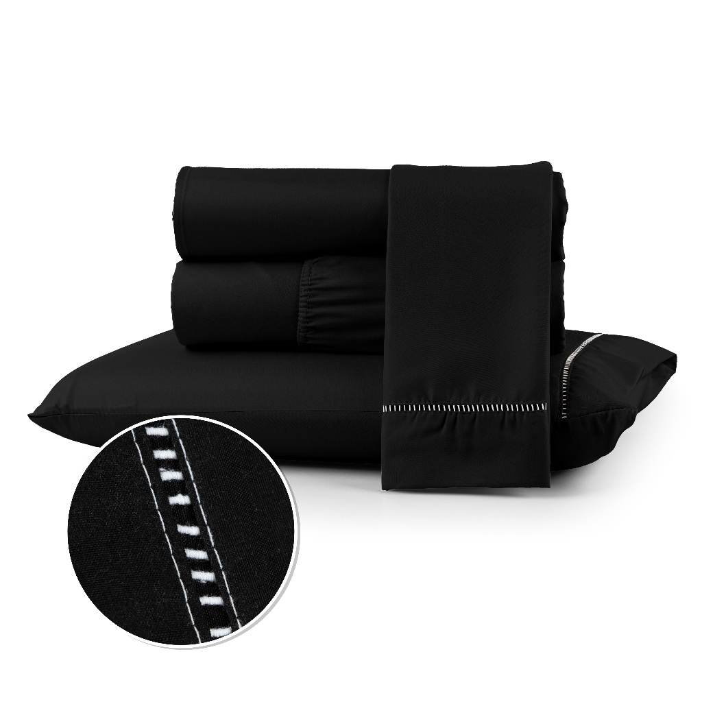 Jogo de Lençol Berço Solteiro Casal Queen King Maximo Conforto 400 Fios Micropercal Com Ponto Palito 02 e 03 Peças