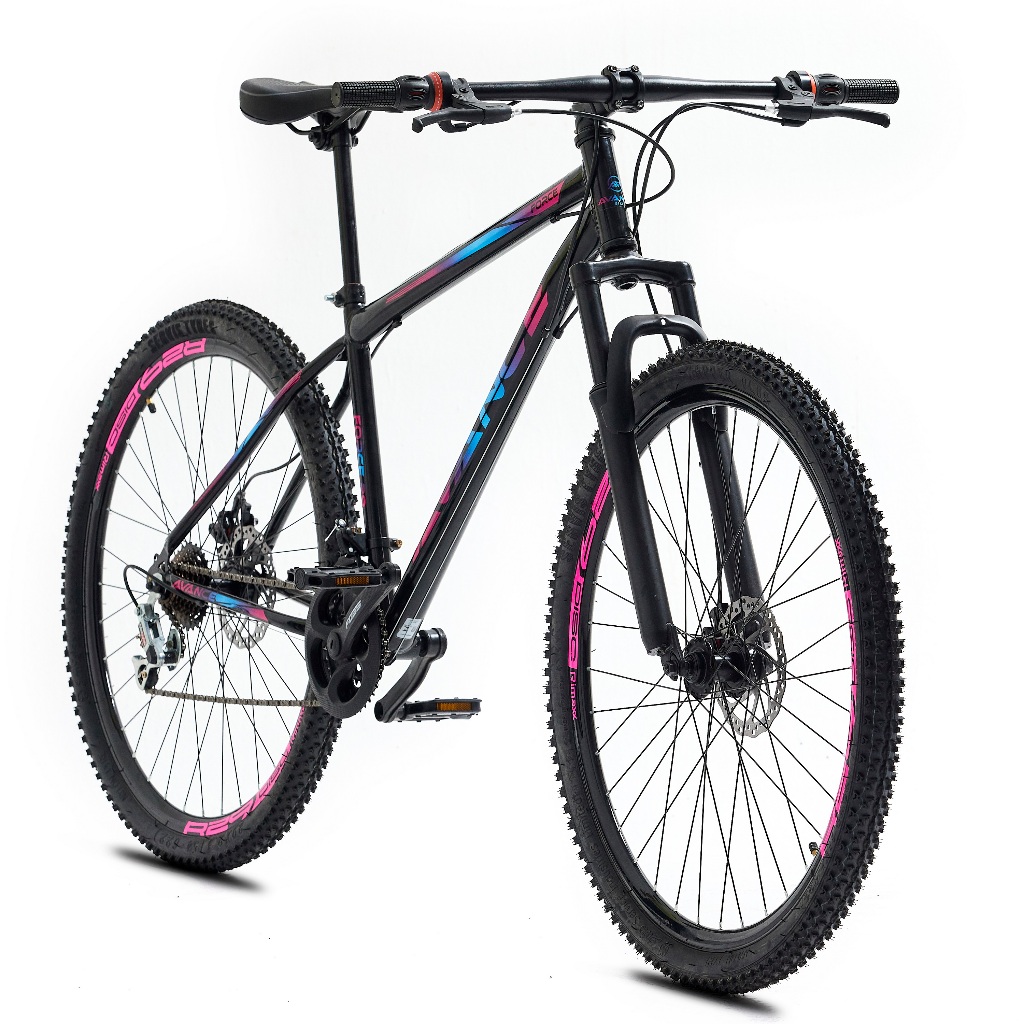 Bicicleta Bike Mtb Aro 29 Aço Susp Avance 21v Freio Disco Quadro 17 - Rosa / Azul em Oferta na Shopee