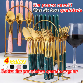 Oferta especial 24pcs !!(Sem suporte) Conjunto de talheres requintado faca, garfo e colher bife elegante  Aço Inoxidável em Oferta na Shopee