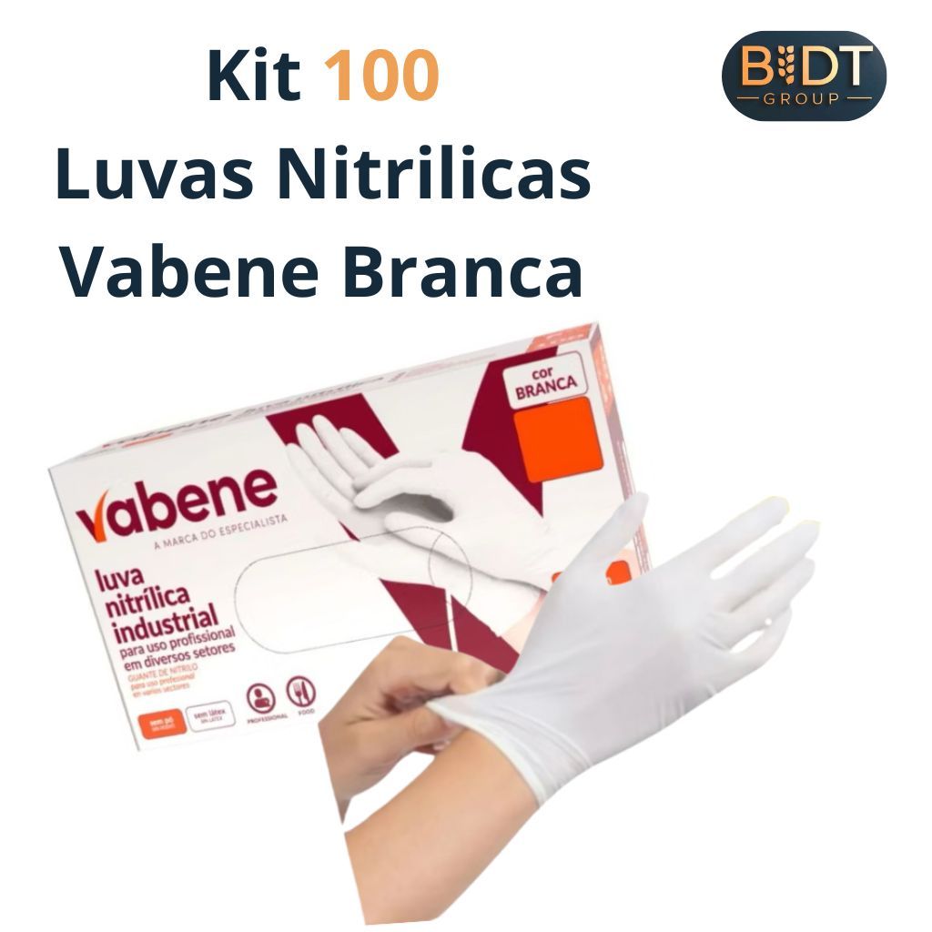Luva Descartável Nitrílica Branca Vabene C/100 Unidades em Oferta na Shopee