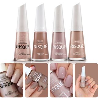Kit 4 Esmalte Risque Tons Nudes Cremoso Hipoalergenico em Oferta na Shopee