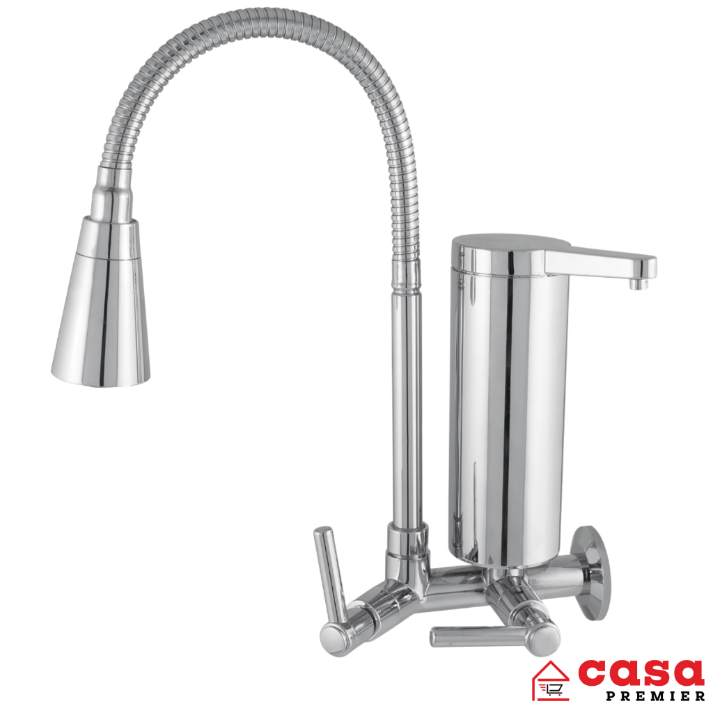 Torneira Pia Cozinha Parede Com Filtro Gourmet Luxo 2 Jatos Abs
