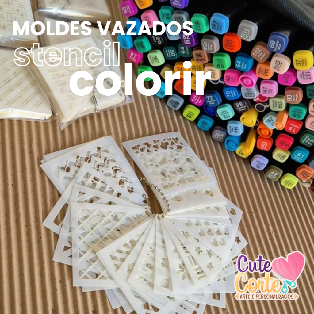 Mini Chaveiro Stencil para colorir livros  - Estêncil - Stencil - Molde Vazado - Canetas e Marcadores em Oferta na Shopee