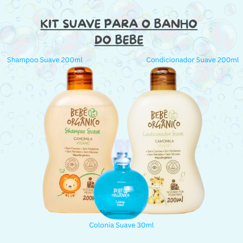 Kit Shampoo + Condicionador + Colônia Suave Bebê Orgânico - 430 ml