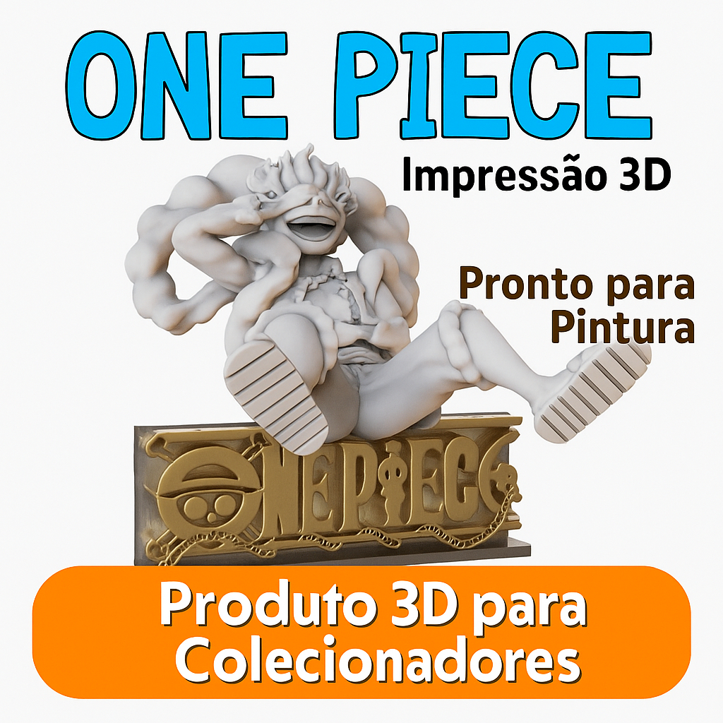 Boneco Luffy Gear 5 One Piece | Impressão 3D | Pronto para Pintura | Action Figure | Colecionável Anime