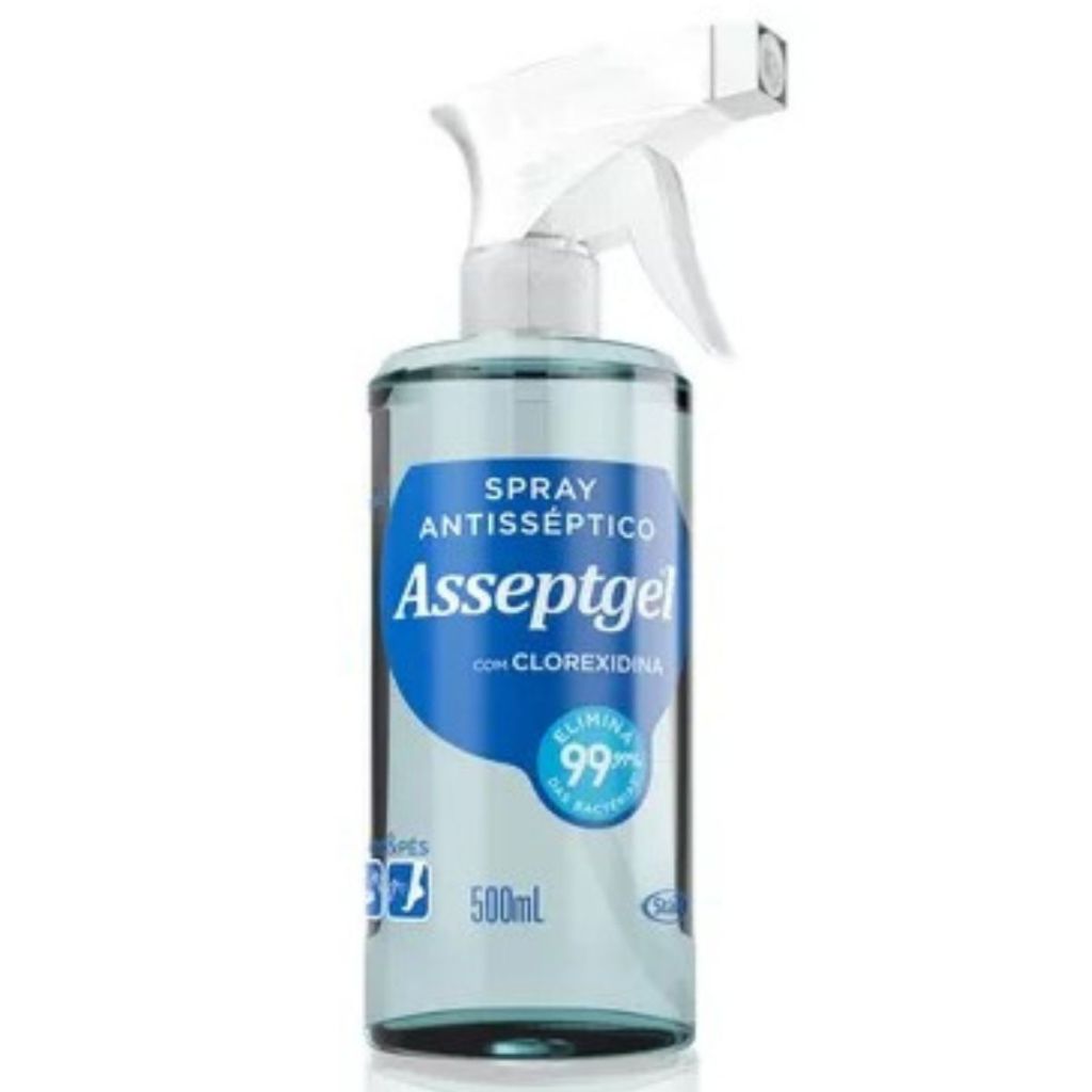 Asseptgel Spray Antisséptico com Clorexidina 500ml Mãos e Pés