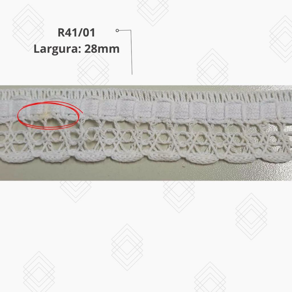 Renda em Aglodão COM MANCHAS 2 peças PROMOÇÃO Referência R41 marca HAK - TOTAL DE 40 METROS