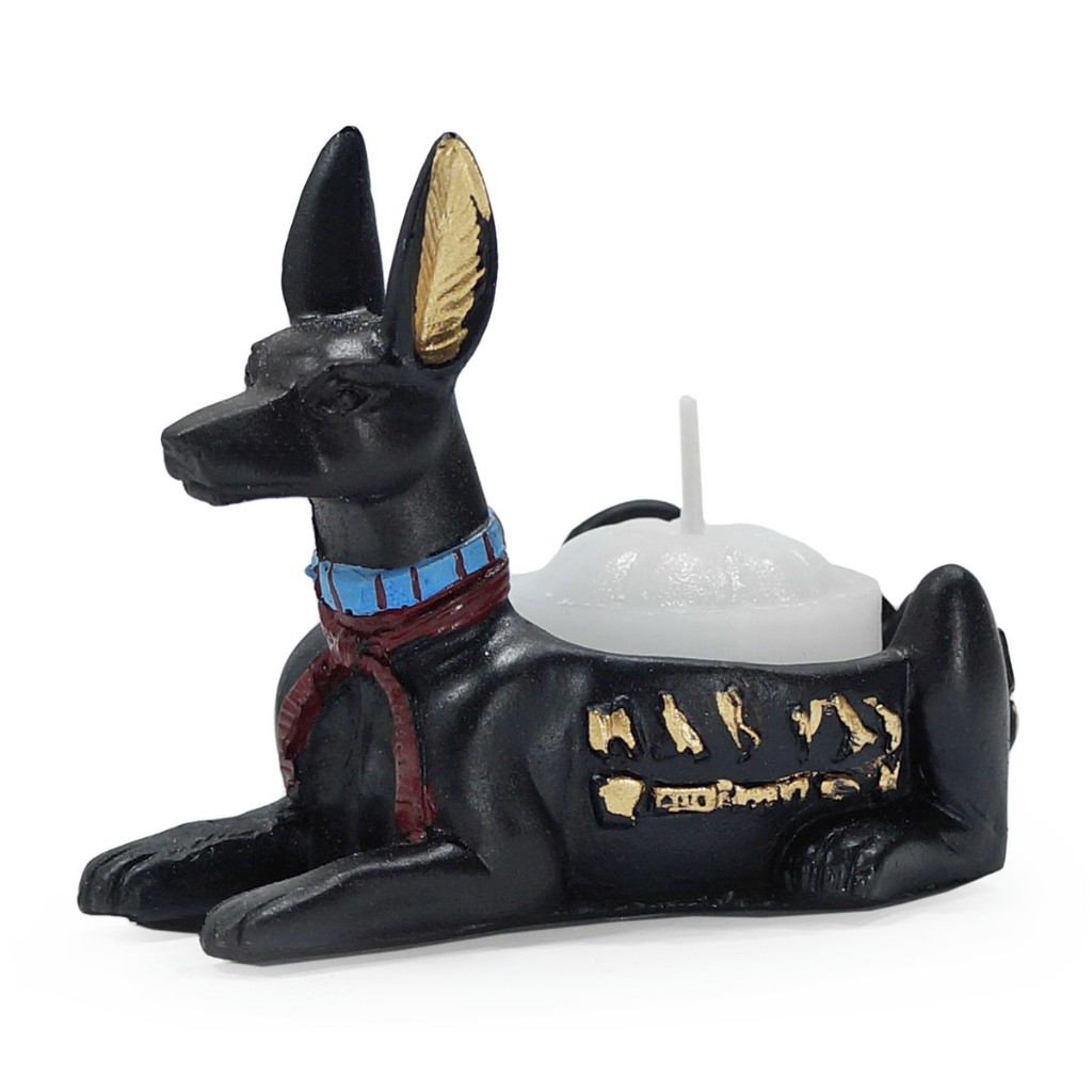 Porta Objetos Vela Cinzeiro Egípcio Anúbis Egito Resina 9 cm