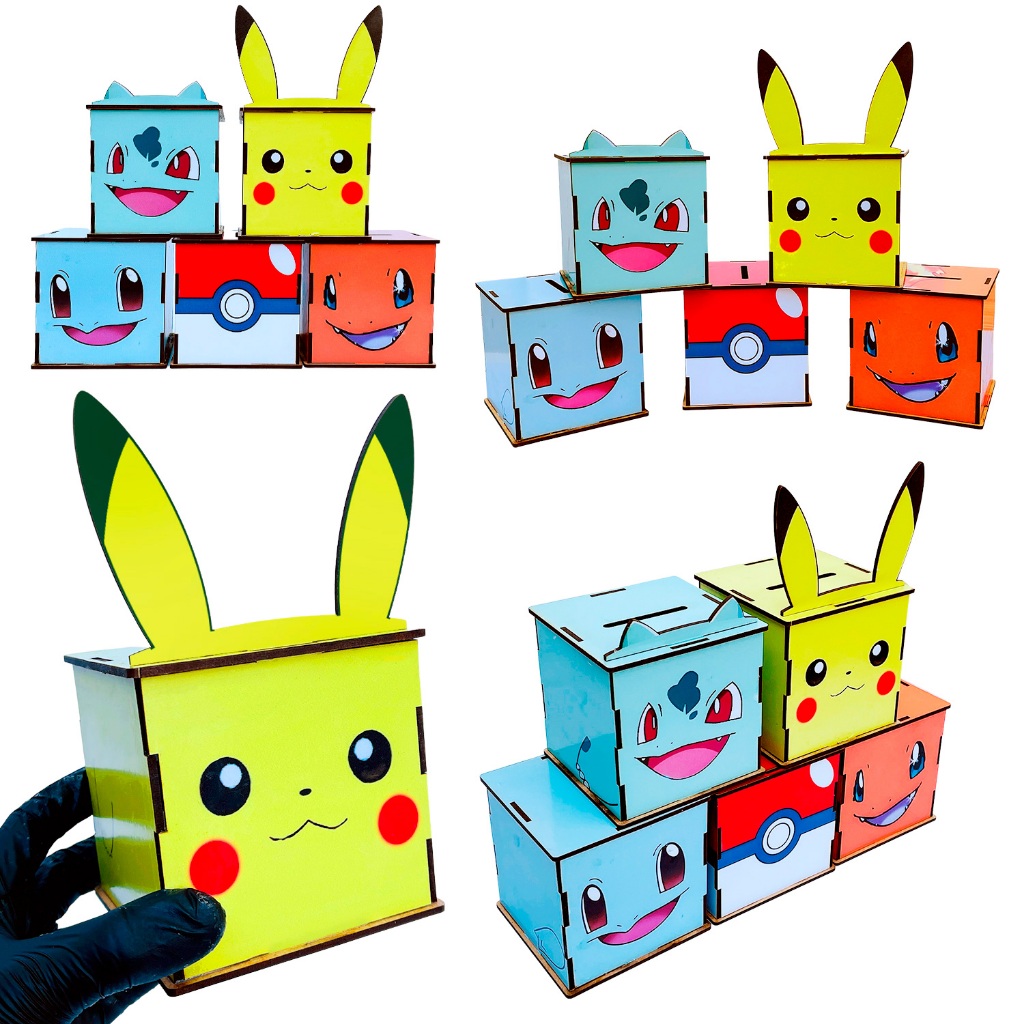 Kit Cubo Cofre 10x10 mdf Adesivado Lembrancinha Aniversário Temas Variados Festa