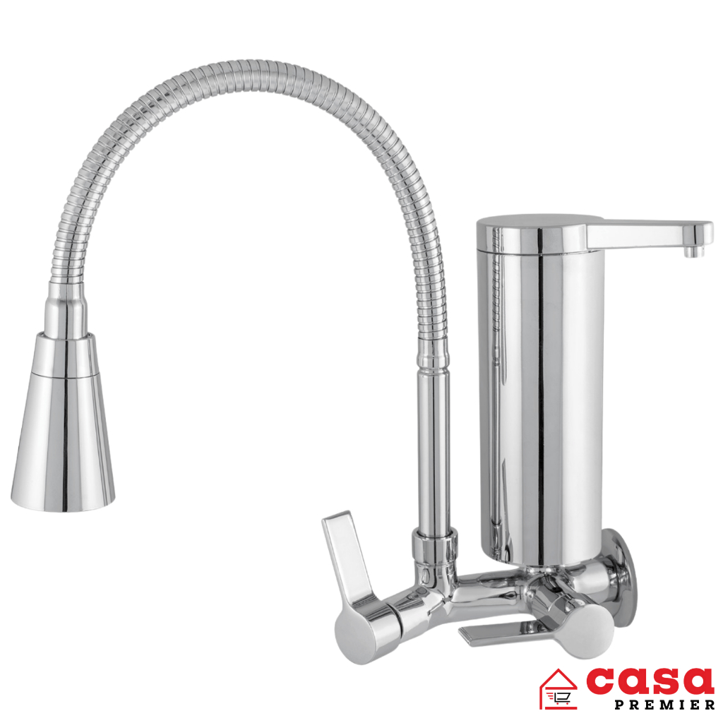Torneira Pia Cozinha Parede Metal Com Filtro Gourmet 2 Jatos Luxo Cromada