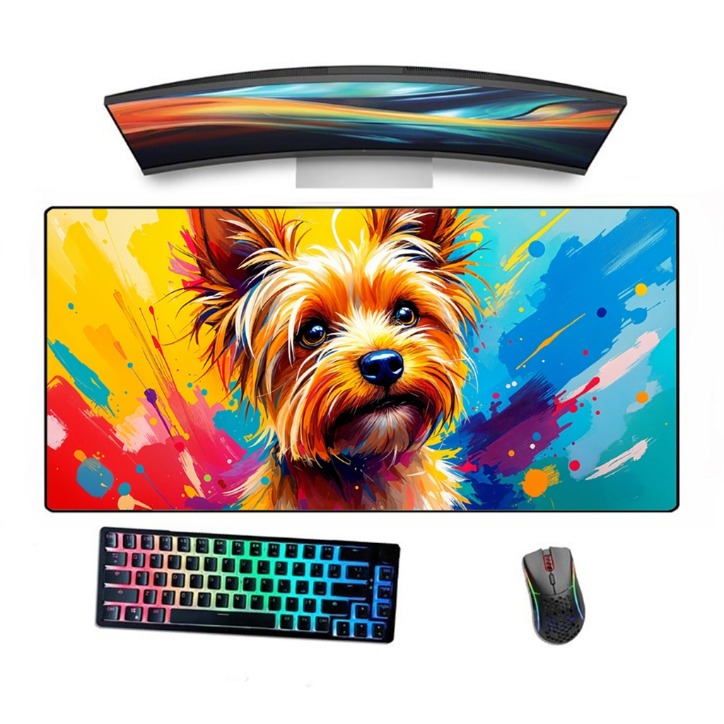 Mousepad Gamer Borda Costurada Ergonómico Estampado Cachorrinho Colors