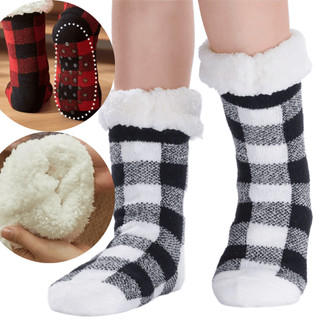 Meia Grossa Forrada Sherpa Sola Antiderrapante Meias Cano Alto Pantufa Unissex Inverno