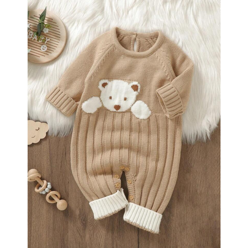 Macacão para bebê tricô estiloso raglan Bili