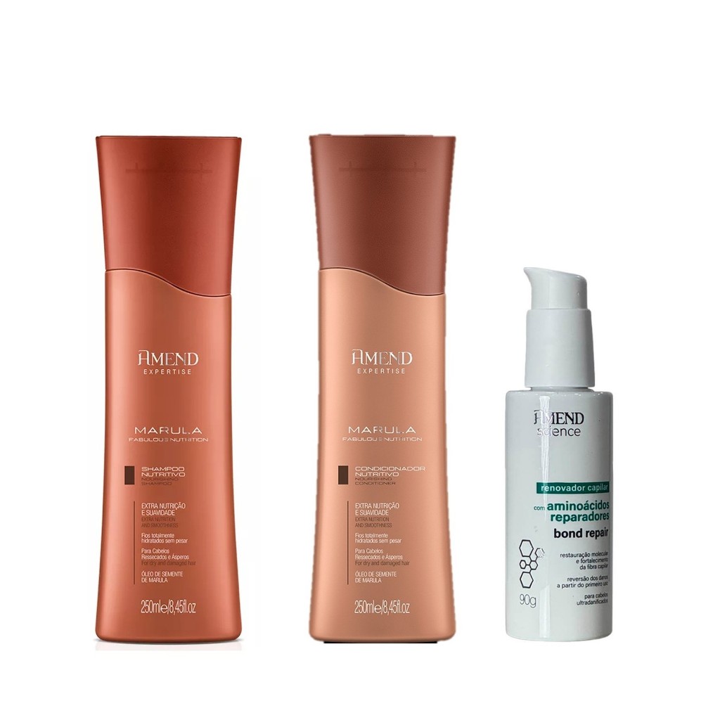 Amend Expertise Kit Marula Sh e Cond 250ml +  Science Renovador Capilar 90g em Oferta na Shopee