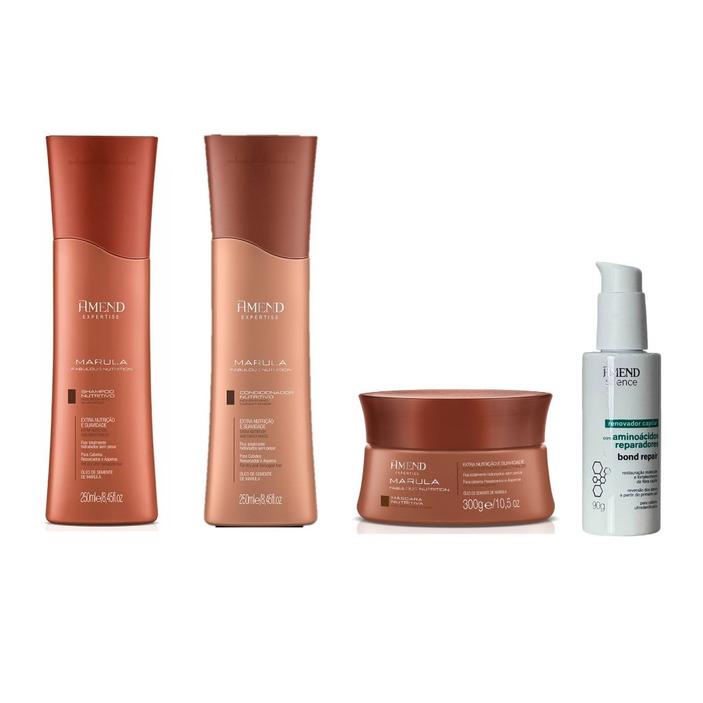 Amend Expertise Kit Marula Sh e Cond 250ml + Mascára 300ml + Renovador Capilar 90g em Oferta na Shopee