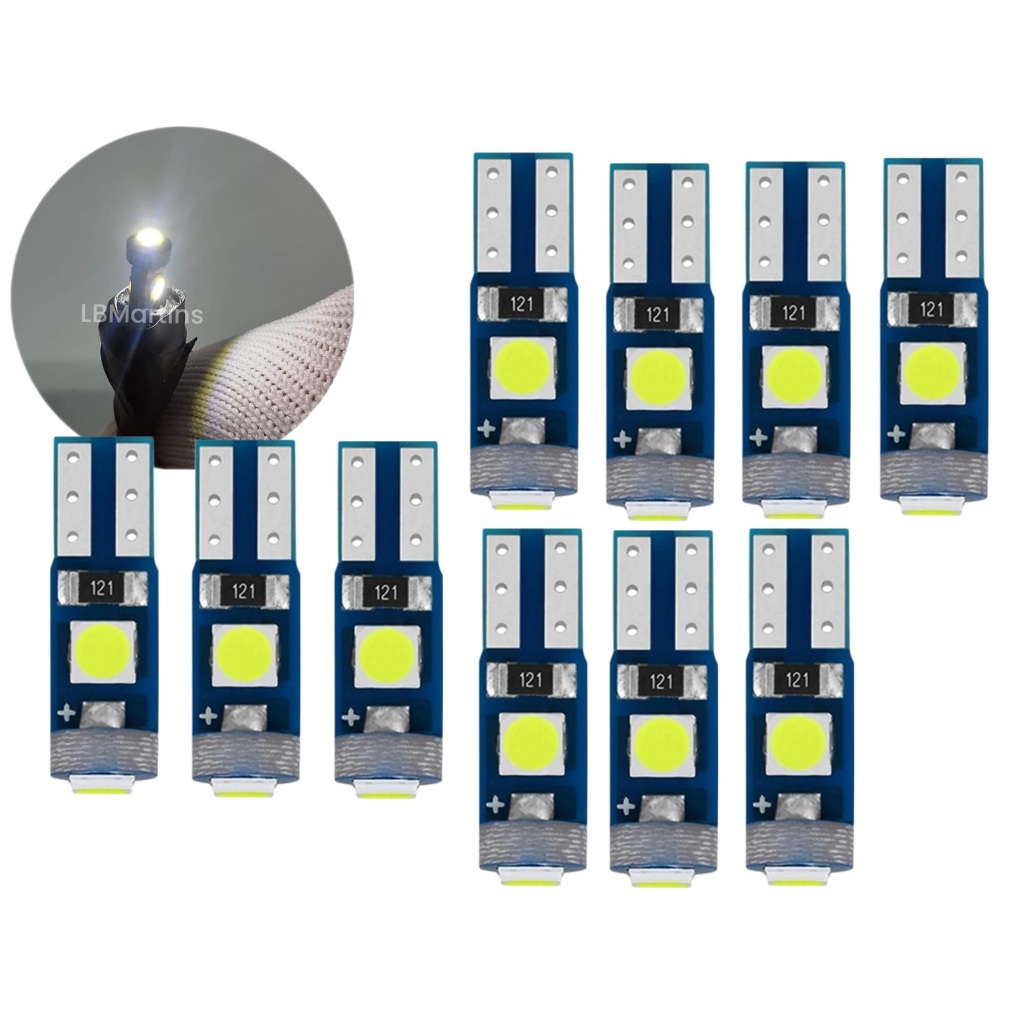 10 LAMPADA LED PINGO T5 ESMAGADINHA 12V / 24V ICE BLUE PREMIUN