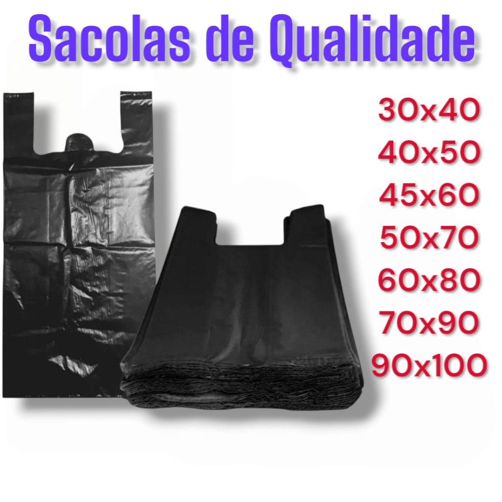 Sacola Plástica Alça camiseta Reforçada 1KG Todos Tamanhos