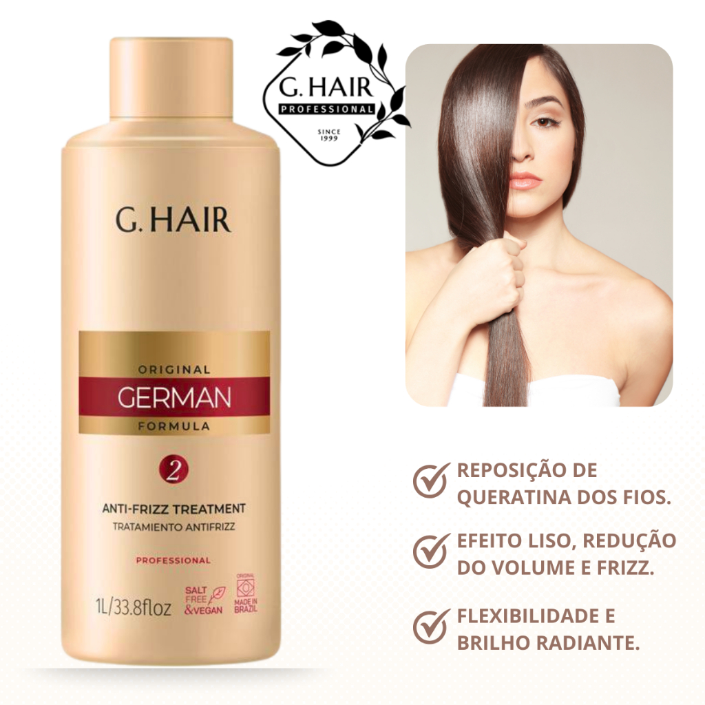 Ghair - Escova Progressiva Alemã Tratamento Anti-Frizz, Liso Extremo PASSO 2 1L em Oferta na Shopee