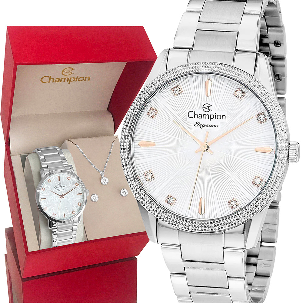 Relógio Champion Feminino Prata Prova d'água com 1 ano de garantia - Watches
