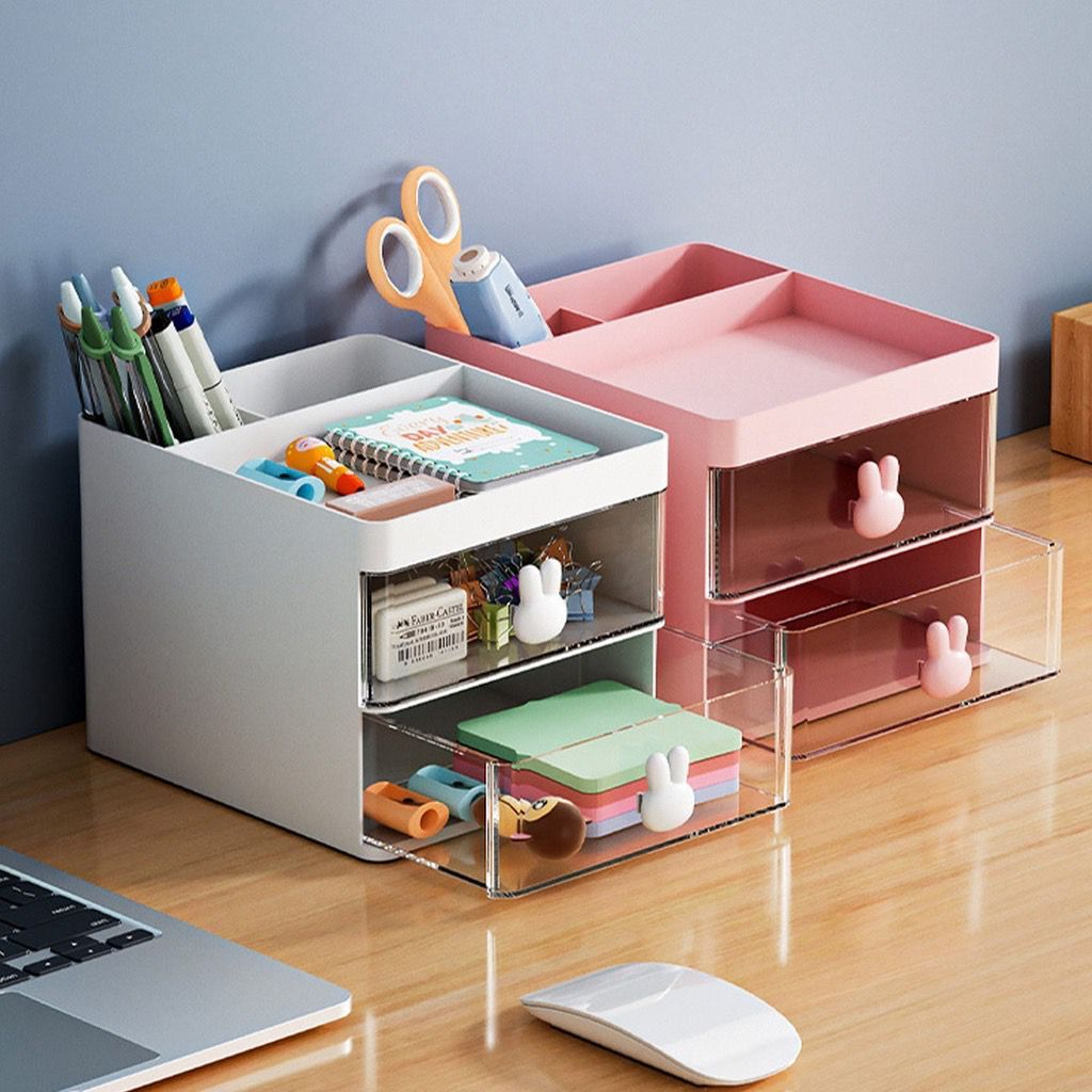 Organizador Porta Coelhos Fofo Gaveta Treco Maquiagem De Mesa Pequeno Multifuncional Estilo Minimalista