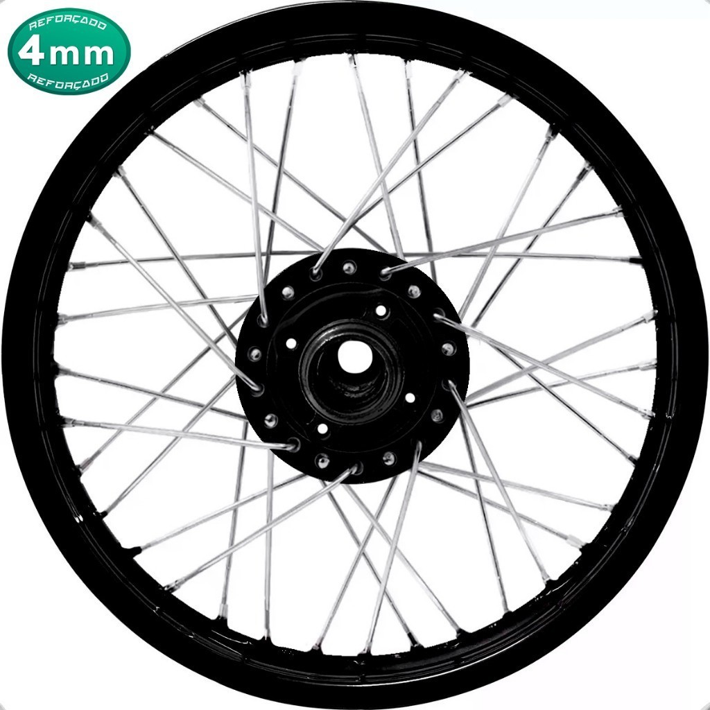 Roda Traseira Aro Preto Jante Xtz 125 Tambor Raio 4mm Cromado Cubo Preto em Oferta na Shopee